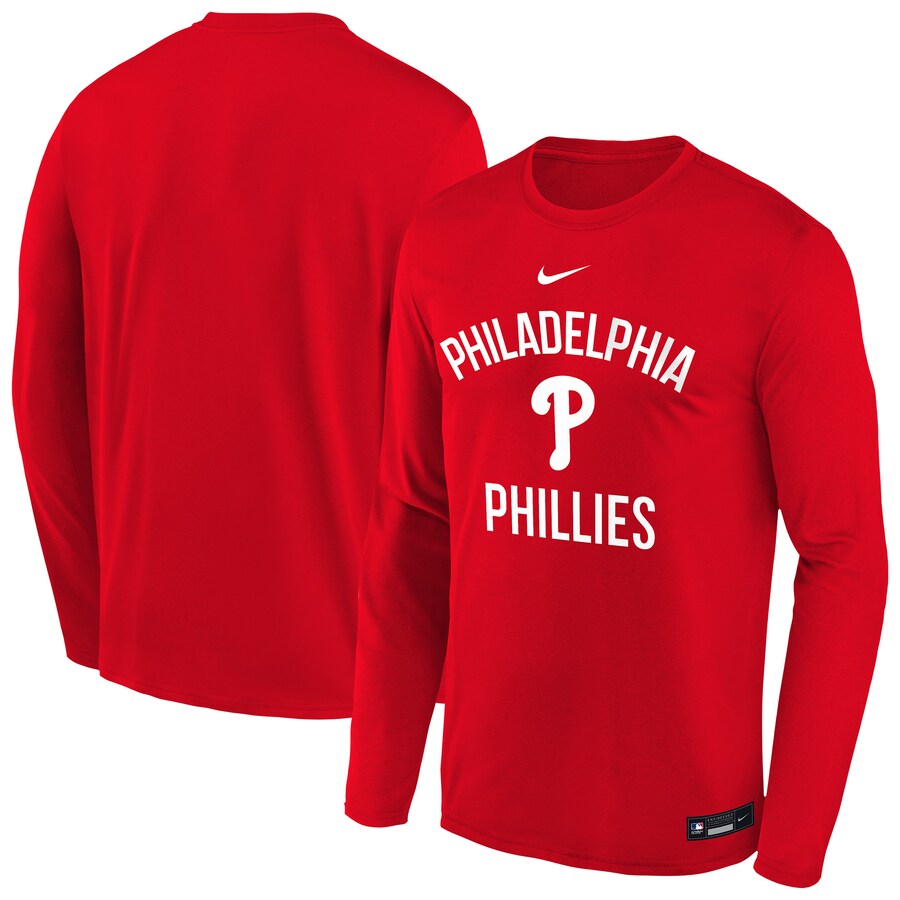 Youth Philadelphia Phillies Nike Red Authentic Collection Legend Performance Long Sleeve T-Shirt - Ujersey Shop