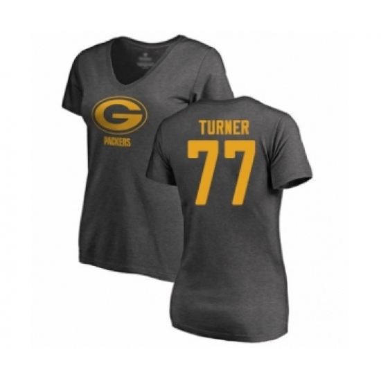 Football Women's Green Bay Packers #77 Billy Turner Ash One Color T-Shirt - Ujersey Shop