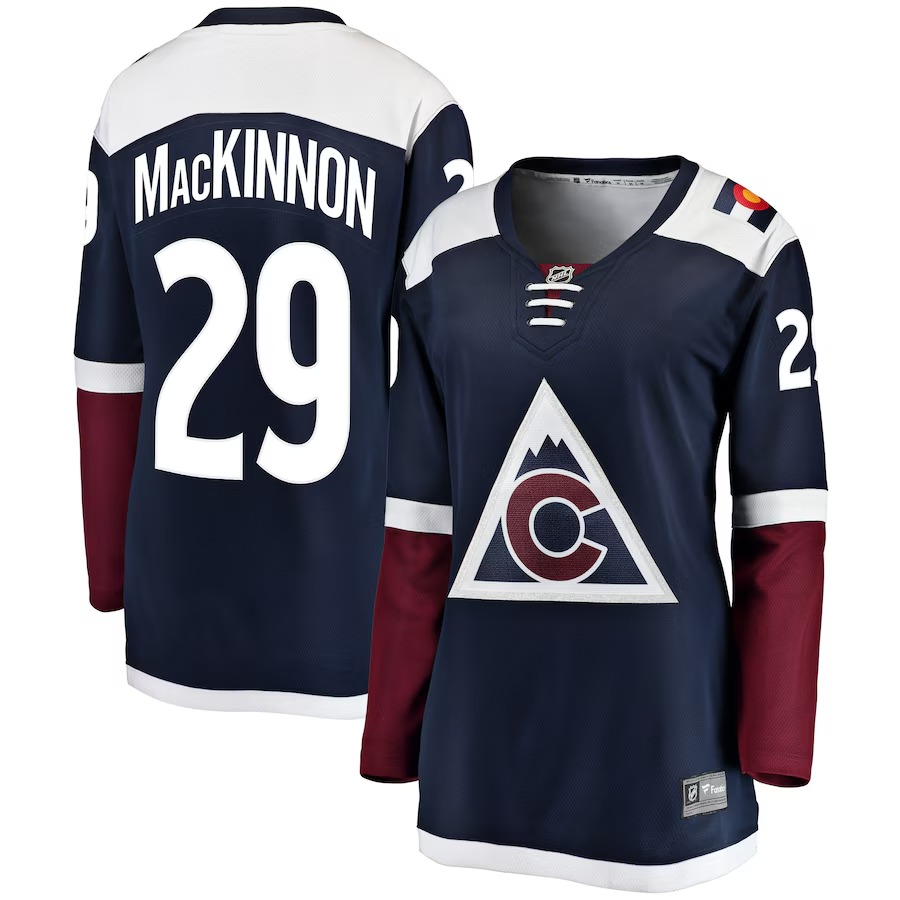 Women's Colorado Avalanche Nathan MacKinnon Fanatics Navy Alternate Breakaway Player Jersey - Ujersey Shop