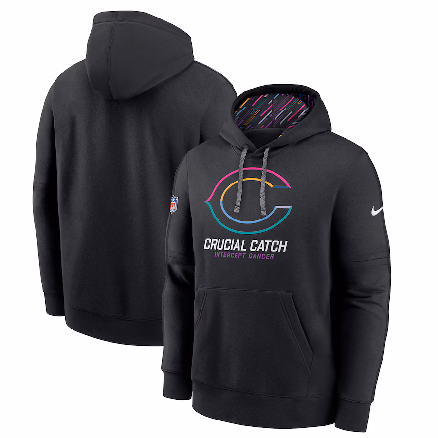 Men's Chicago Bears Nike Black 2024 NFL Crucial Catch Big & Tall Club Pullover Hoodie - Ujersey Shop