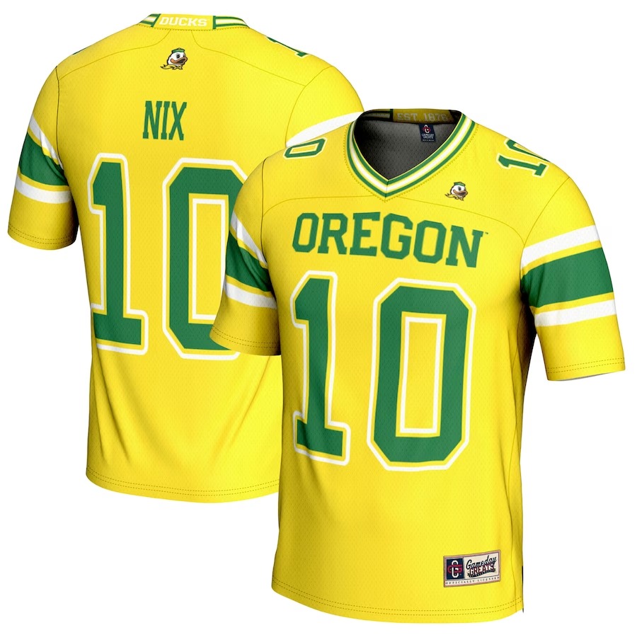 Bo Nix Oregon Ducks GameDay Greats Youth NIL Player Football Jersey - Yellow - Ujersey Shop