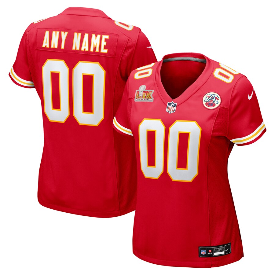 Women's Kansas City Chiefs Nike Red Super Bowl LIX Custom Game Jersey - Ujersey Shop