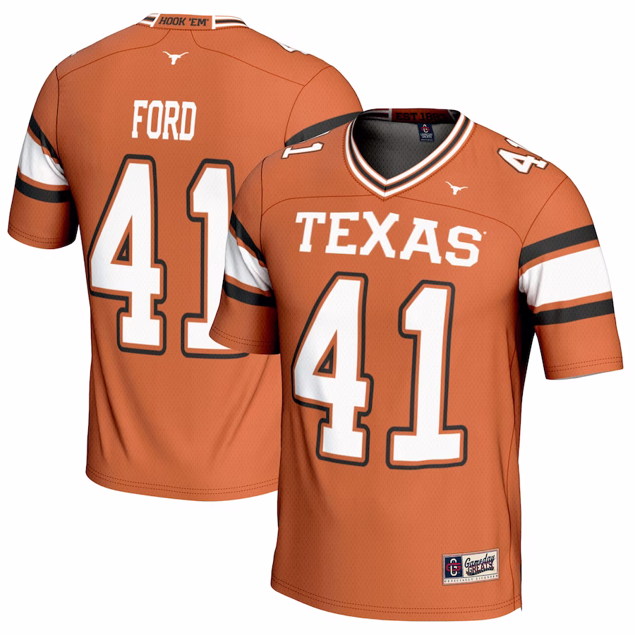 Jaylan Ford Texas Longhorns GameDay Greats Youth NIL Player Football Jersey - Texas Orange - Ujersey Shop