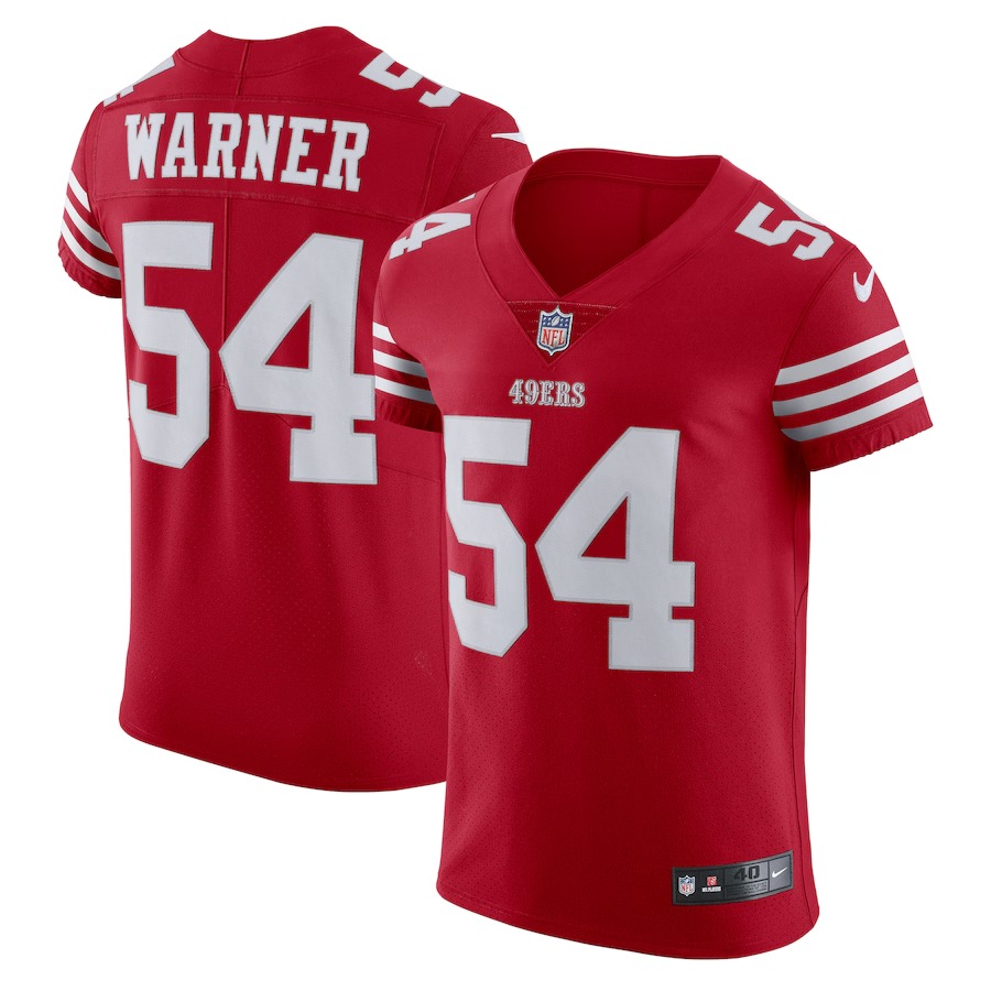Men's San Francisco 49ers Fred Warner Nike Scarlet Vapor Elite Jersey - Ujersey Shop