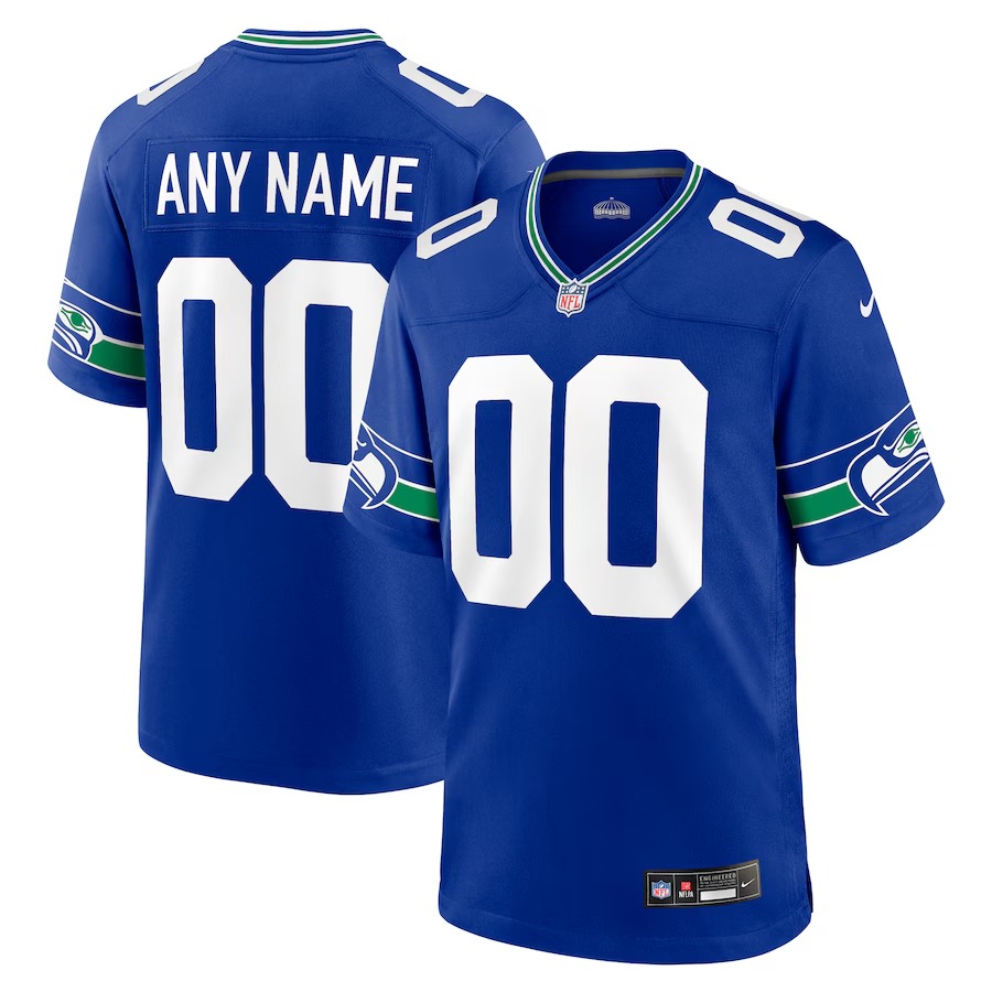Men's Seattle Seahawks Nike Royal Throwback Custom Jersey - Ujersey Shop