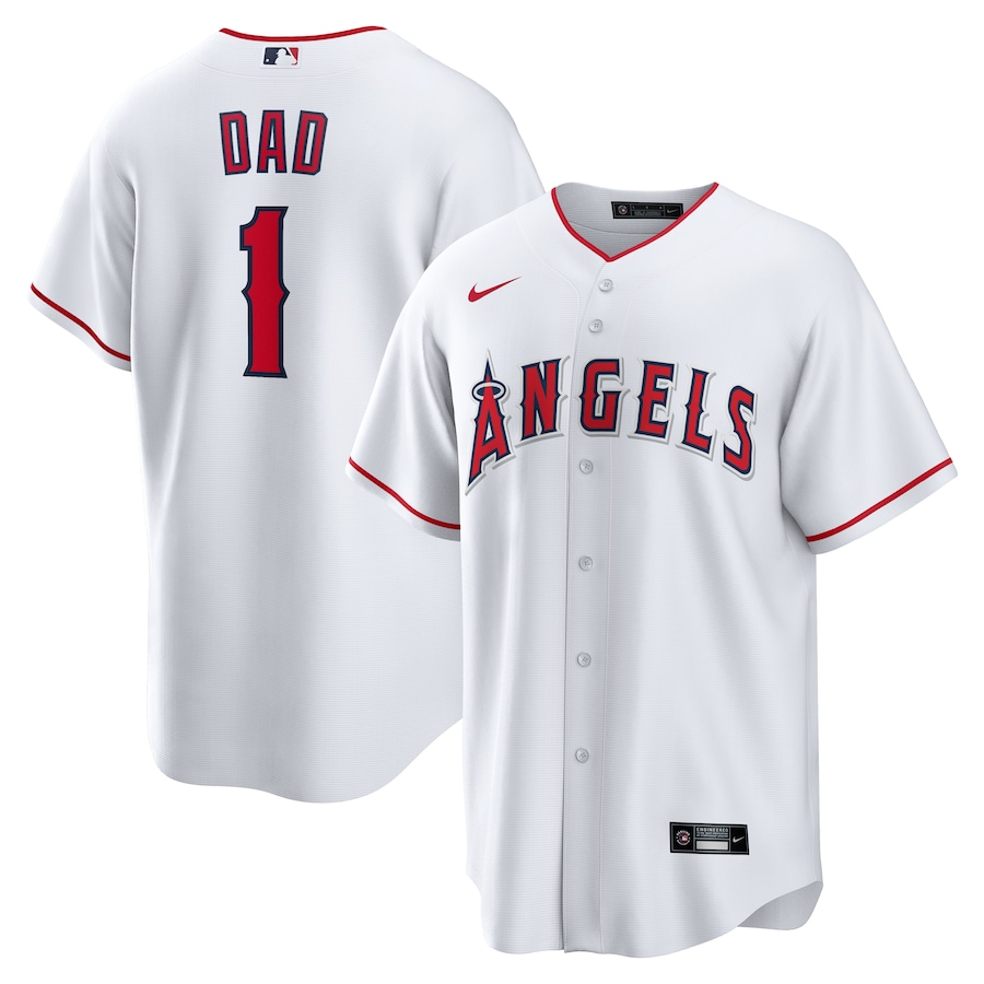 Men's Los Angeles Angels Nike White #1 Dad Home Replica Jersey - Ujersey Shop