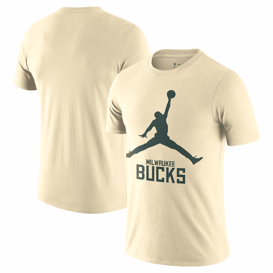 Men's Milwaukee Bucks Nike Cream Essential Jumpman T-Shirt - Ujersey Shop