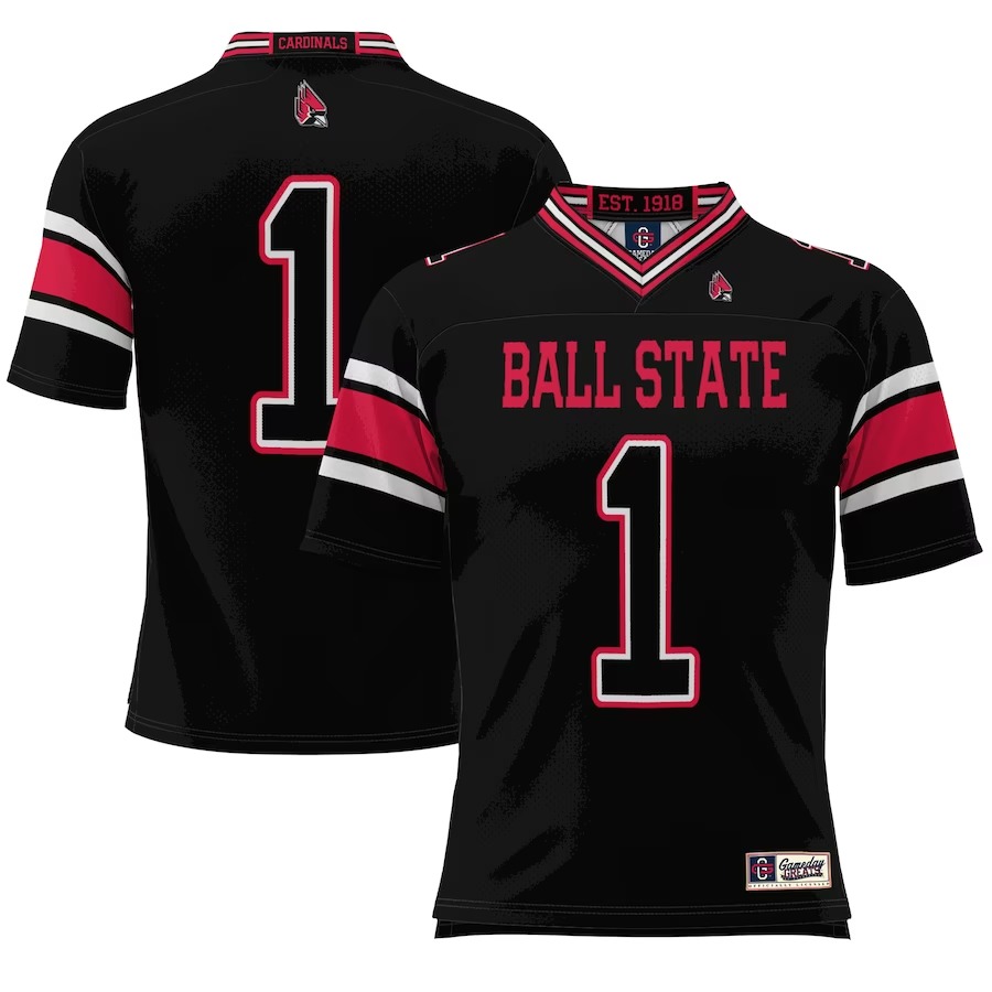 #1 Ball State Cardinals GameDay Greats Endzone Football Jersey - Black - Ujersey Shop