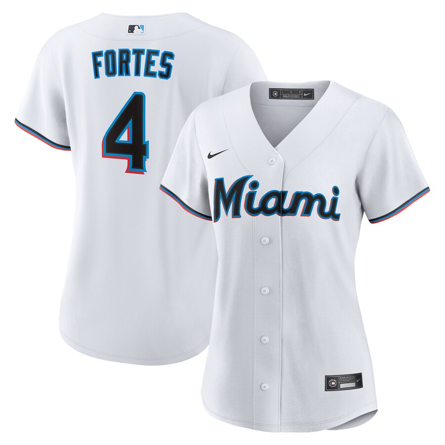 Women's Miami Marlins Nick Fortes Nike White Home Replica Jersey - Ujersey Shop