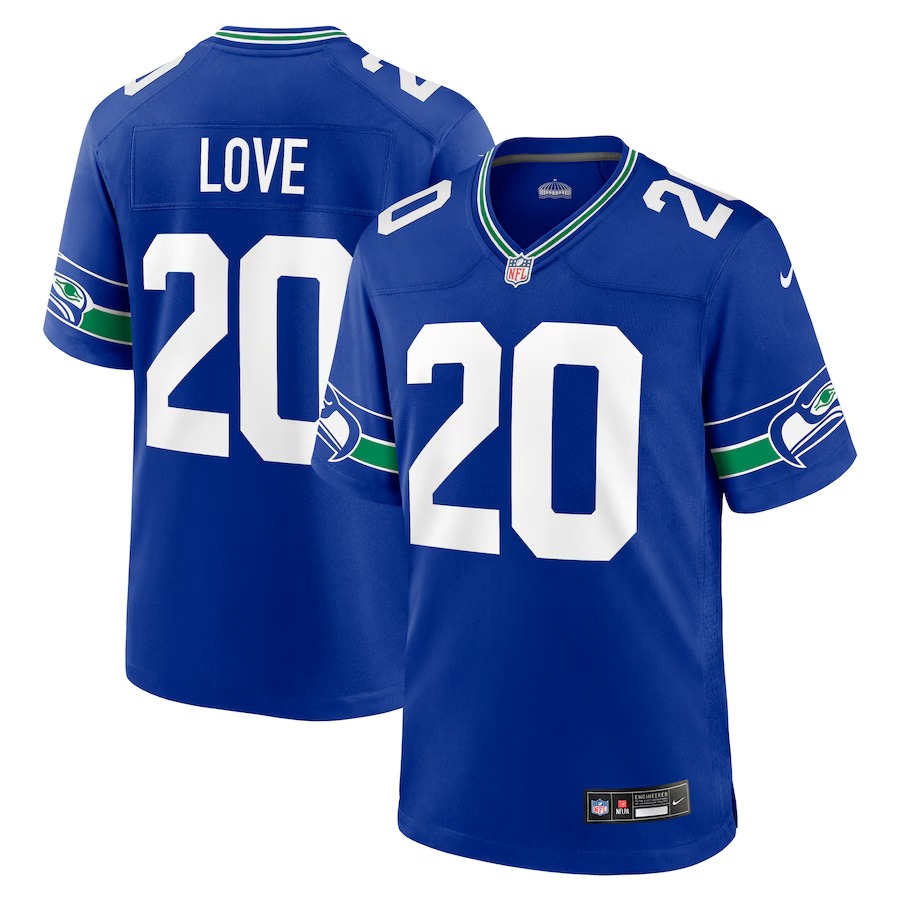 Men's Seattle Seahawks Julian Love Nike Royal Throwback Player Game Jersey - Ujersey Shop