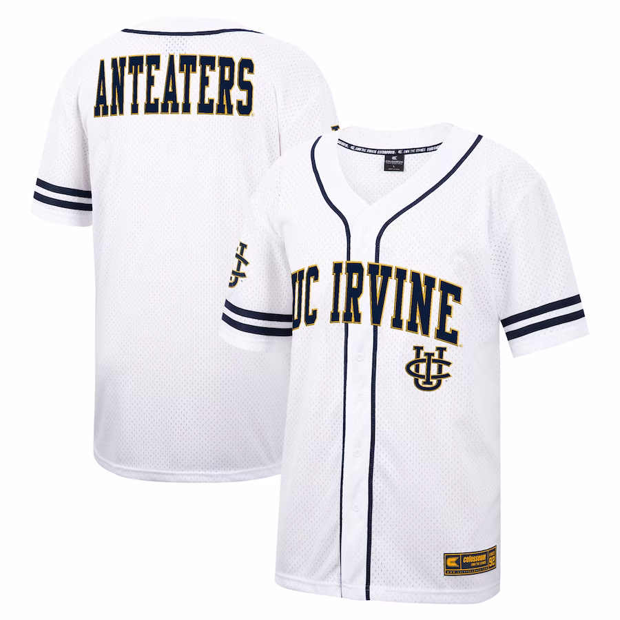 UC Irvine Anteaters Colosseum Free Spirited Mesh Button-Up Baseball Jersey - White - Ujersey Shop