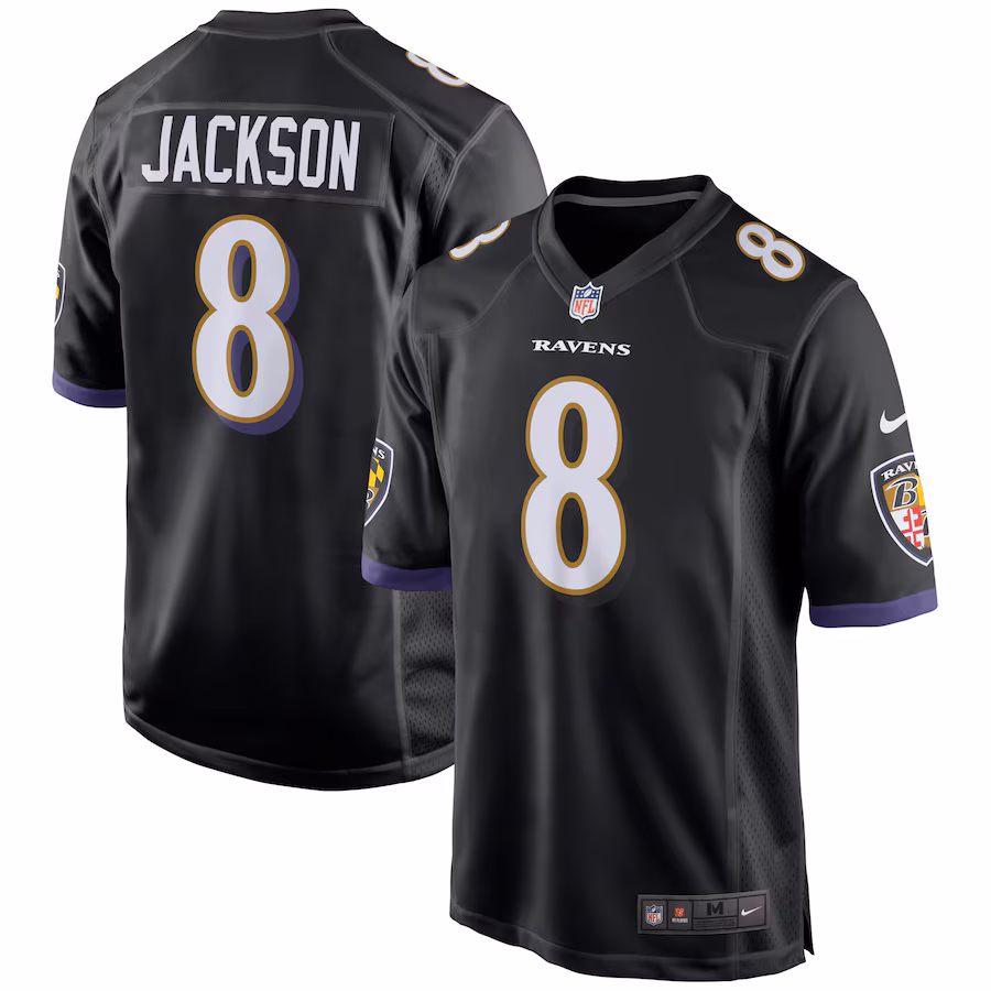 Men's Baltimore Ravens Lamar Jackson Nike Black Game Jersey - Ujersey Shop