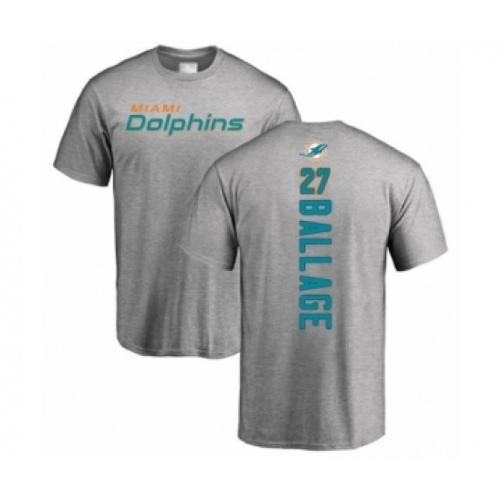 Football Miami Dolphins #27 Kalen Ballage Ash Backer T-Shirt - Ujersey Shop