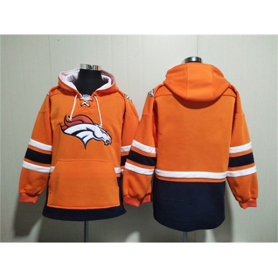 Men's Denver Broncos Blank Orange Ageless Must-Have Lace-Up Pullover Hoodie - Ujersey Shop