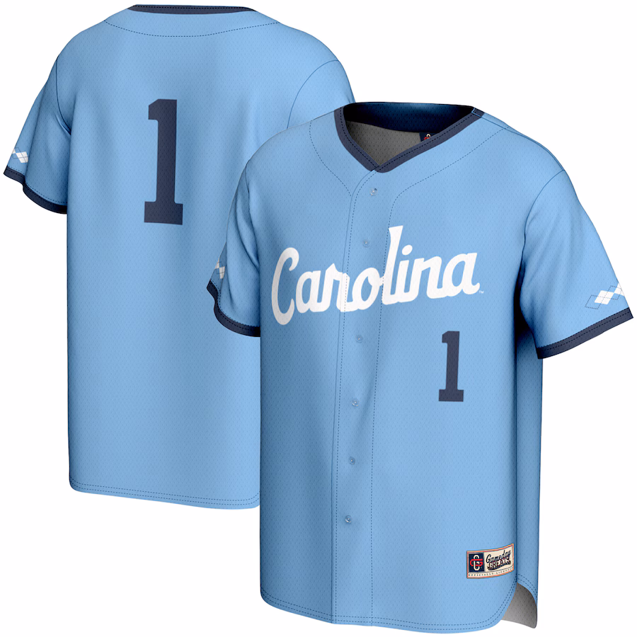 Men's GameDay Greats #1 Carolina Blue North Carolina Tar Heels Lightweight Baseball Jersey - Ujersey Shop