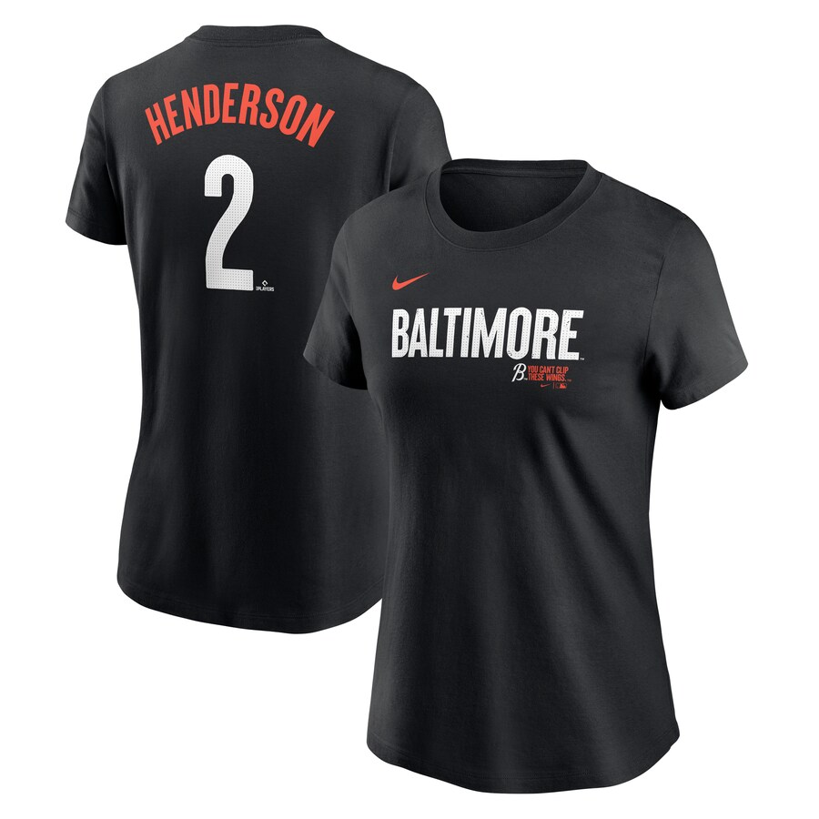 Women's Baltimore Orioles Gunnar Henderson Nike Black 2024 City Connect Fuse Player Name & Number T-Shirt - Ujersey Shop