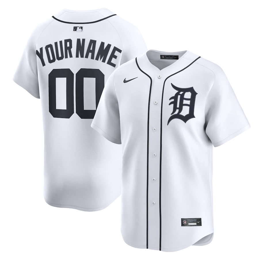 Men's Detroit Tigers Nike White Home Limited Custom Jersey - Ujersey Shop