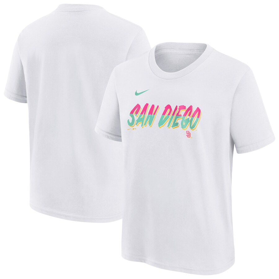 Youth San Diego Padres Nike White City Connect Wordmark T-Shirt - Ujersey Shop