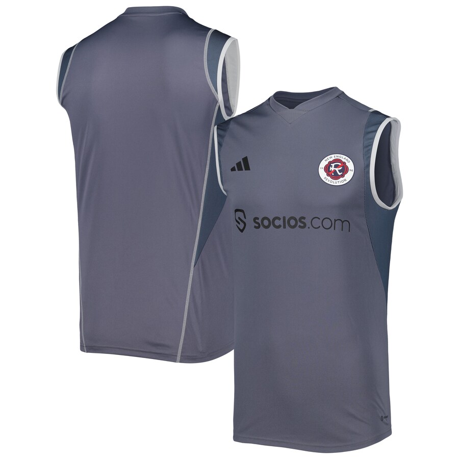 Men's New England Revolution adidas Gray 2023 On-Field Sleeveless Training Jersey - Ujersey Shop