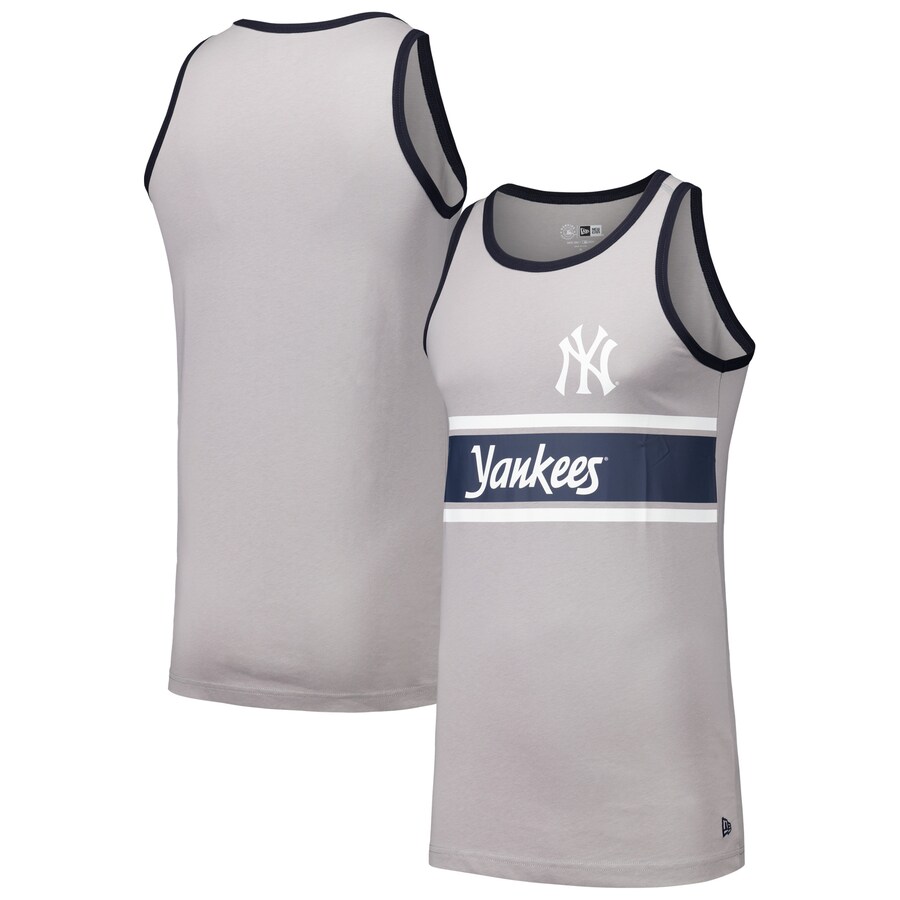 Men's New York Yankees New Era Gray Jersey Ringer Tank Top - Ujersey Shop