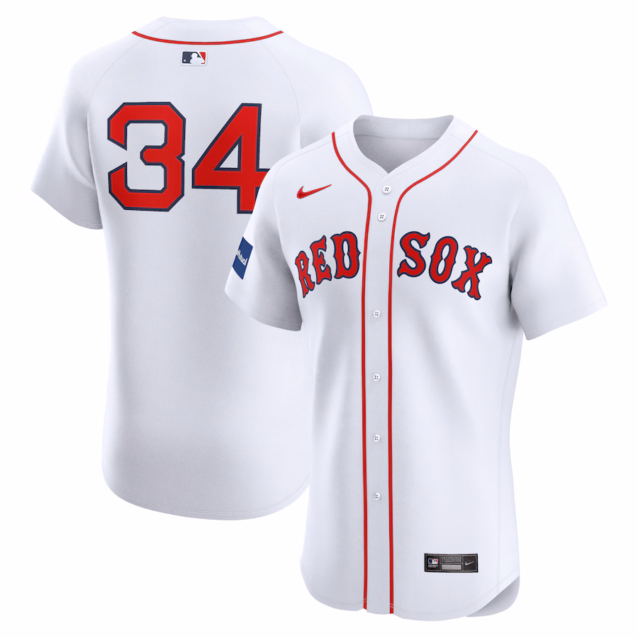 Men's Boston Red Sox David Ortiz Nike White Home Elite Sponsor Patch Player Jersey - Ujersey Shop