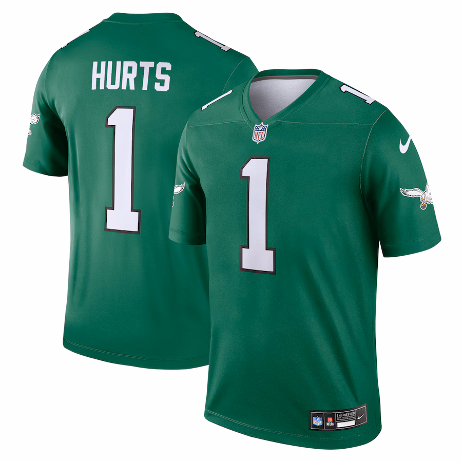 Men's Philadelphia Eagles Jalen Hurts Nike Kelly Green Alternate Legend Player Performance Top - Ujersey Shop