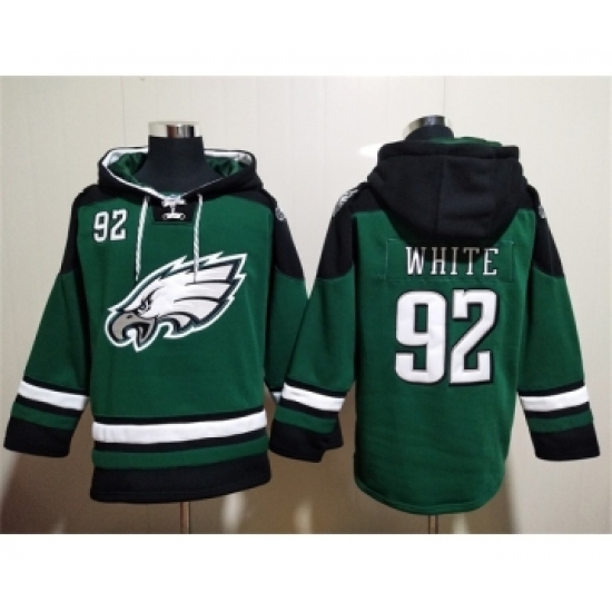 Men's Philadelphia Eagles #92 Reggie White Green Lace-Up Pullover Hoodie - Ujersey Shop