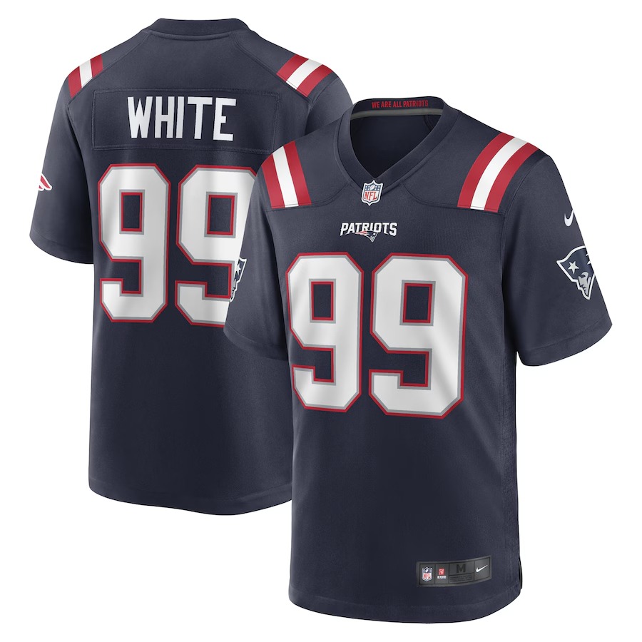 Men's New England Patriots Keion White Nike Navy 2023 NFL Draft Pick Game Jersey - Ujersey Shop
