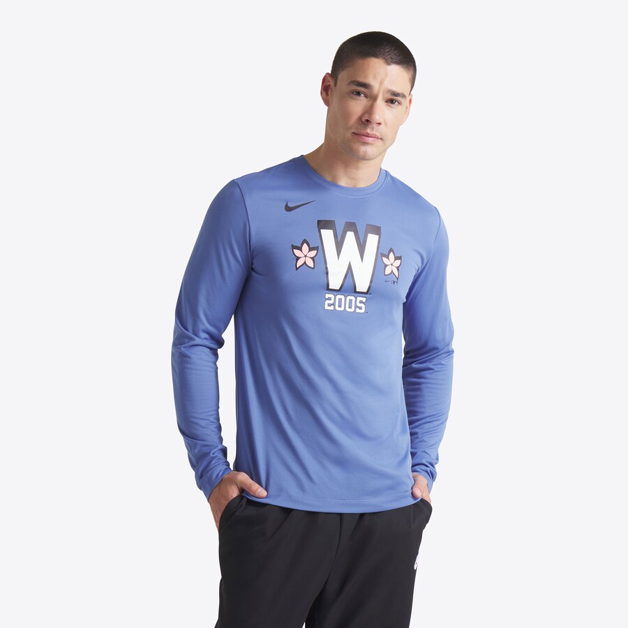 Men's Washington Nationals Nike Blue 2025 City Connect Legend Performance Long Sleeve T-Shirt - Ujersey Shop