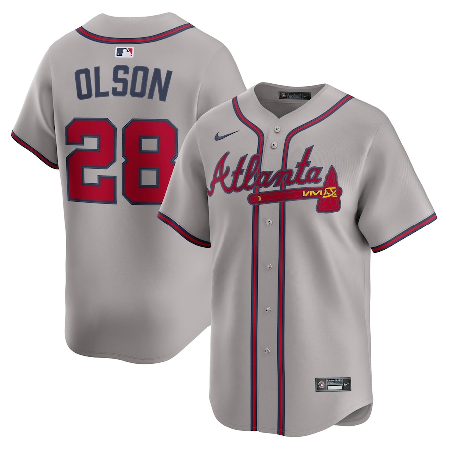 Men's Atlanta Braves Matt Olson Nike Gray Road Limited Player Jersey - Ujersey Shop