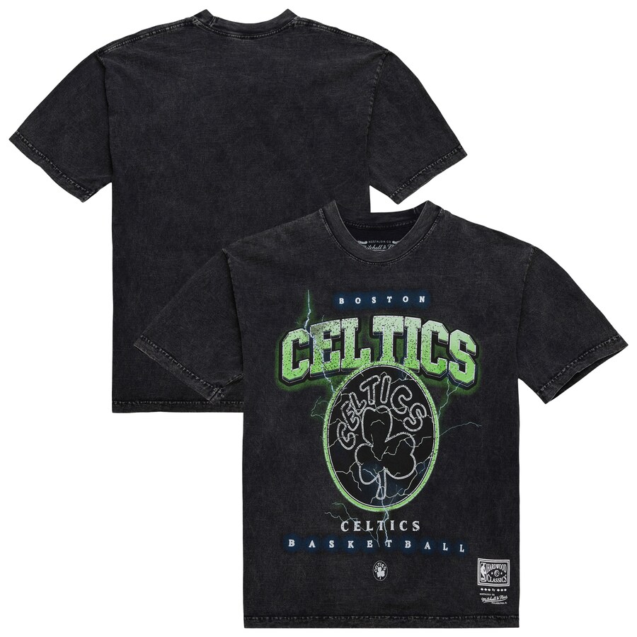 Unisex Boston Celtics Mitchell & Ness Black Hardwood Classics Vintage Voltage Premium Heavyweight T-Shirt - Ujersey Shop
