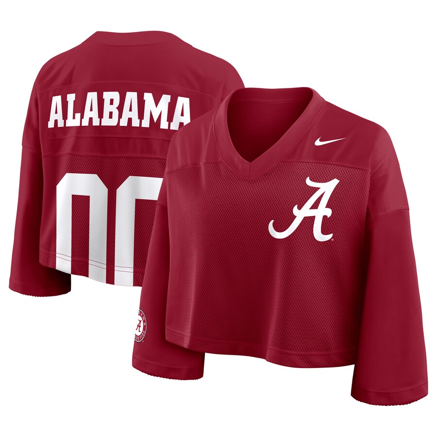 Women's Nike Crimson Alabama Crimson Tide Cropped Mesh Fashion Jersey - Ujersey Shop