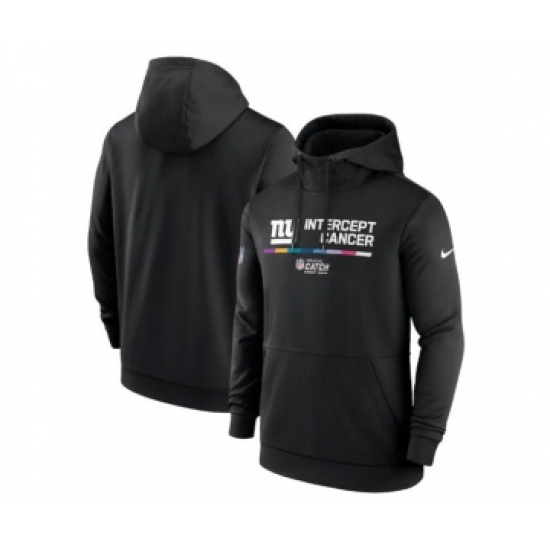Men's New York Giants 2022 Black Crucial Catch Therma Performance Pullover Hoodie - Ujersey Shop