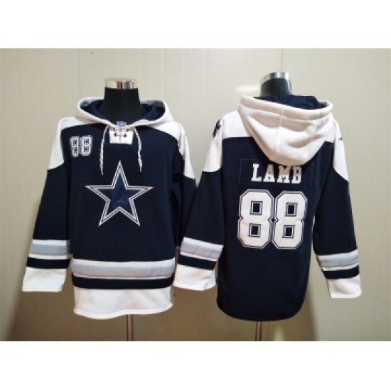 Men's Dallas Cowboys #88 CeeDee Lamb Navy Blue Ageless Must Have Lace Up Pullover Hoodie - Ujersey Shop