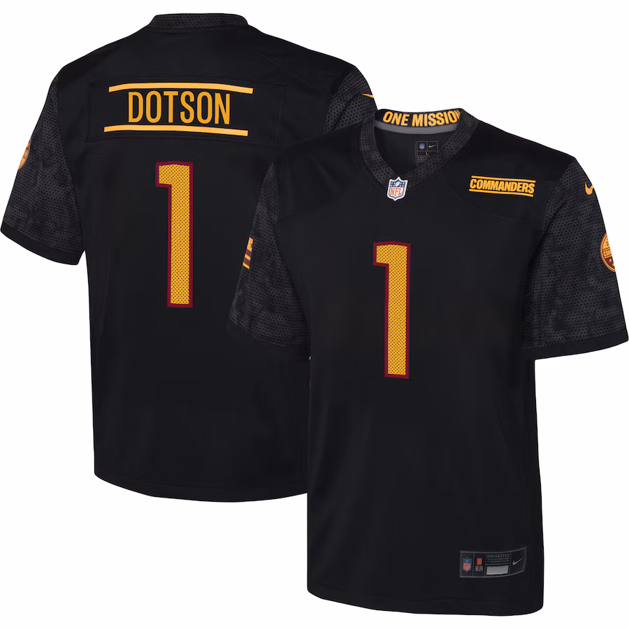 Youth Washington Commanders Jahan Dotson Nike Black Game Jersey - Ujersey Shop