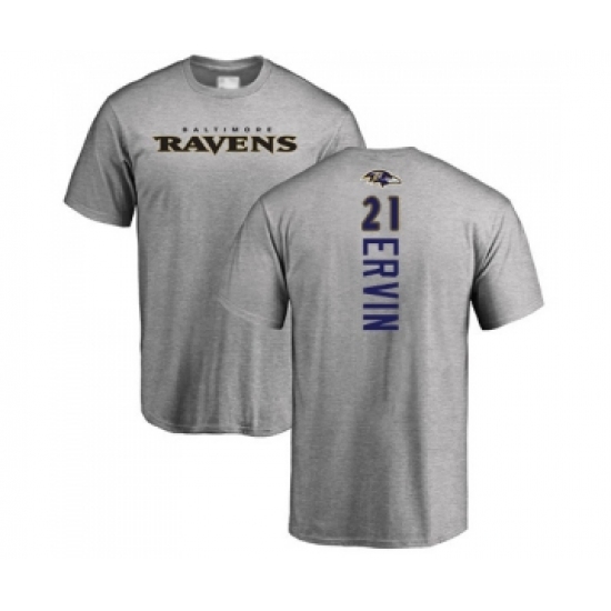 Football Baltimore Ravens #21 Tyler Ervin Ash Backer T-Shirt - Ujersey Shop
