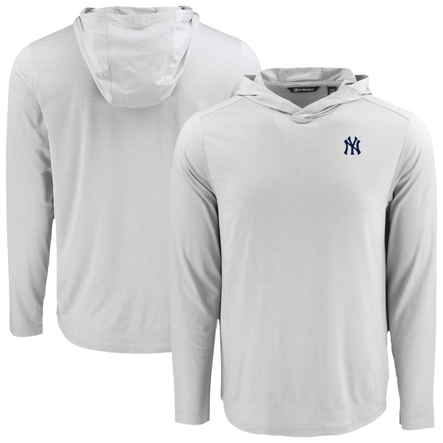 Men's New York Yankees Cutter & Buck Gray Coastline Epic Comfort Recycled Eco Hoodie Long Sleeve T-Shirt - Ujersey Shop