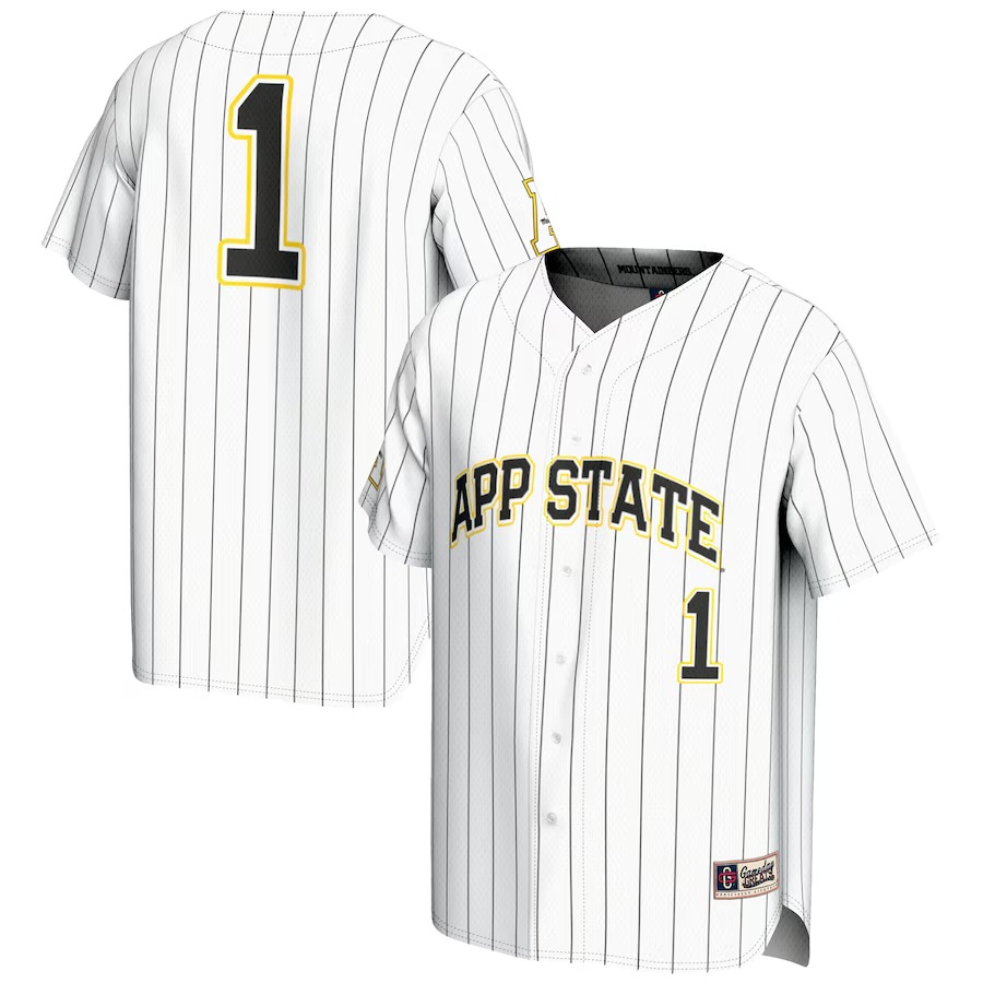Men's GameDay Greats #1 White Appalachian State Mountaineers Lightweight Baseball Jersey - Ujersey Shop