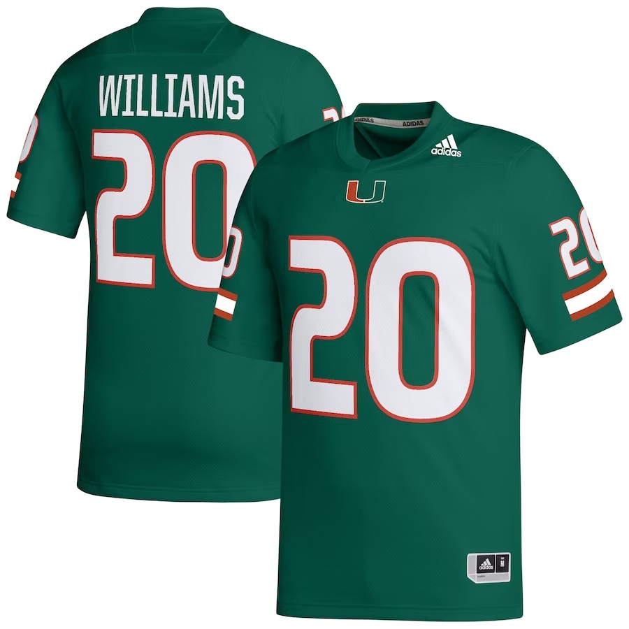 James Williams Miami Hurricanes adidas NIL Football Player Jersey - Green - Ujersey Shop
