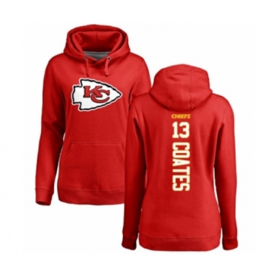 Football Women's Kansas City Chiefs #13 Sammie Coates Red Backer Pullover Hoodie - Ujersey Shop