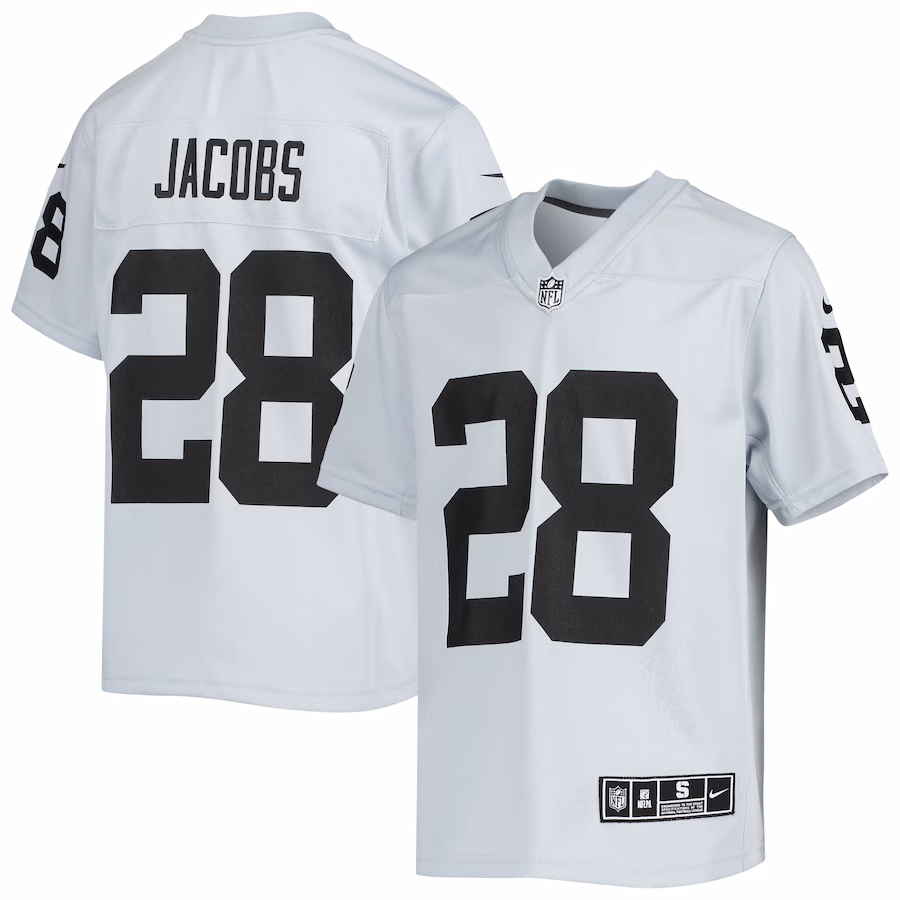 Youth Las Vegas Raiders Josh Jacobs Nike Silver Inverted Team Game Jersey - Ujersey Shop