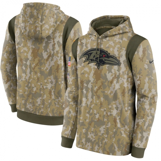Men's Baltimore Ravens Nike Camo 2021 Salute To Service Performance Pullover Hoodie - Ujersey Shop