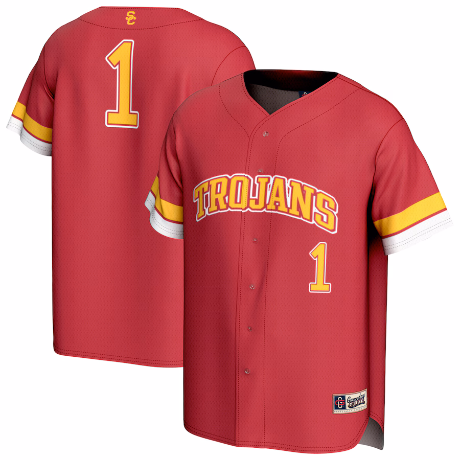 Unisex GameDay Greats #1 Cardinal USC Trojans Collegiate Baseball Fashion Jersey - Ujersey Shop