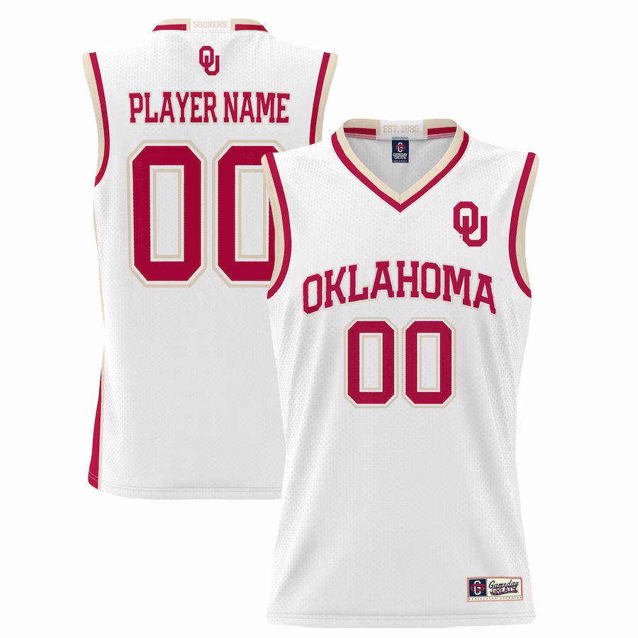 Oklahoma Sooners GameDay Greats Unisex  Lightweight NIL Pick-A-Player Basketball Jersey - White - Ujersey Shop