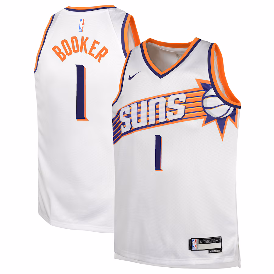 Youth Phoenix Suns Devin Booker Nike White Swingman Jersey - Association Edition - Ujersey Shop