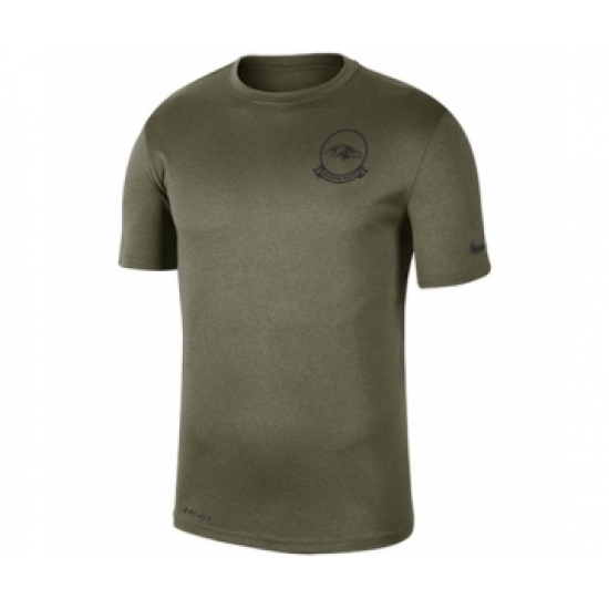 Football Men's Baltimore Ravens Olive 2019 Salute to Service Sideline Seal Legend Performance T-Shirt - Ujersey Shop