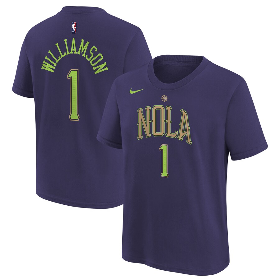 Youth New Orleans Pelicans Zion Williamson Nike Purple 2024/25 City Edition Name & Number T-Shirt - Ujersey Shop