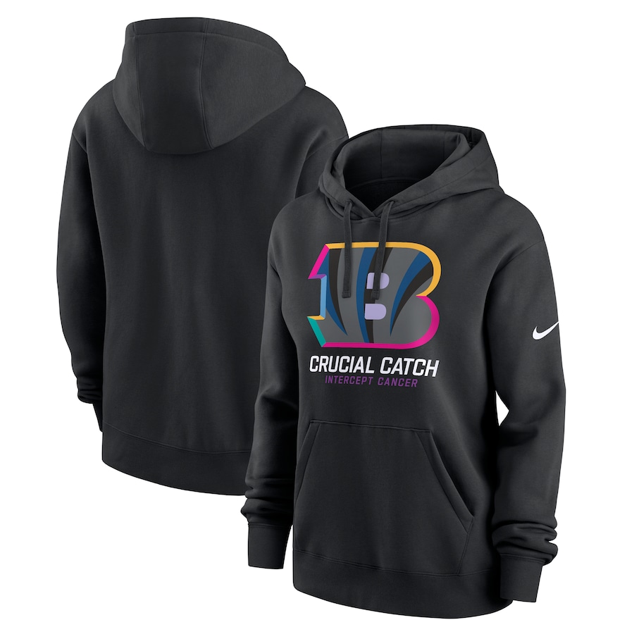 Women's Cincinnati Bengals  Nike Black 2024 NFL Crucial Catch Club Pullover Hoodie - Ujersey Shop