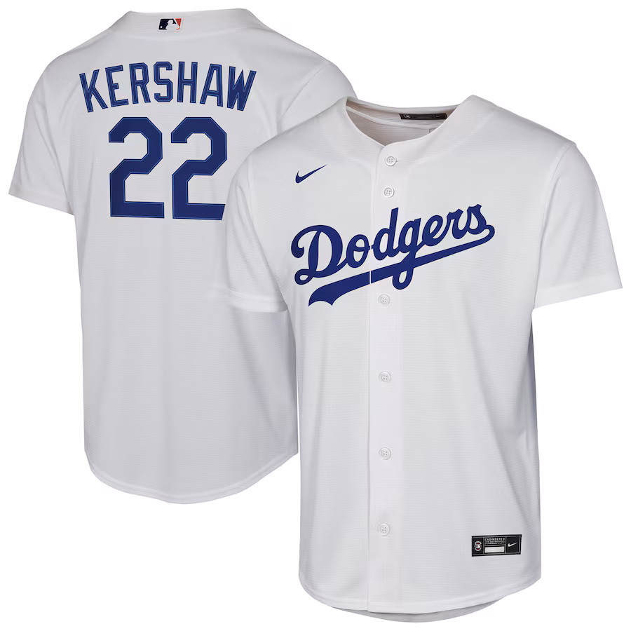Youth Los Angeles Dodgers Clayton Kershaw Nike White Home Replica Player Jersey - Ujersey Shop
