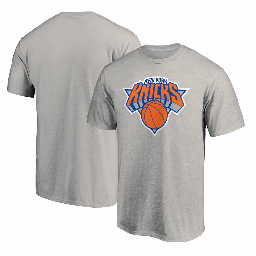 Men's New York Knicks Heather Gray Logo T-Shirt - Ujersey Shop